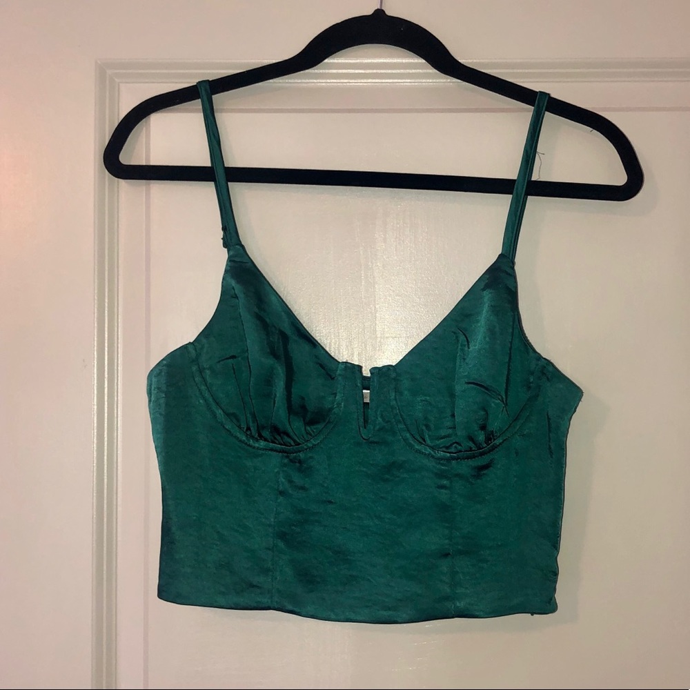 Emerald Satin Underwire Crop Bra Top